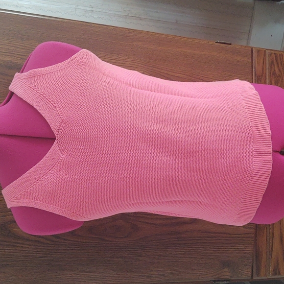 Loft Double V Neck Button Front Cotton Knit Tank Top Coral S - Picture 2 of 9